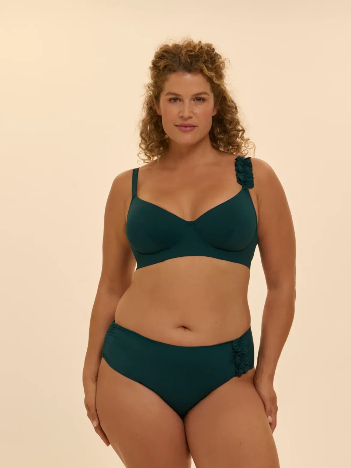 Culotte de bain taille haute - Emeraude