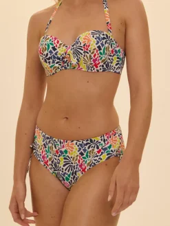 Culotte de bain taille haute - Imprimé tropico blanc
