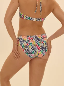 Culotte de bain taille haute - Imprimé tropico blanc