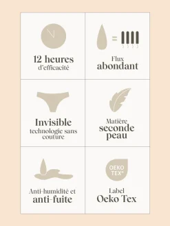 Culotte menstruelle Comète flux abondant - Noir
