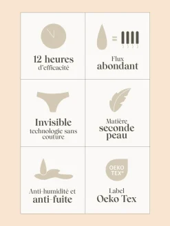 Culotte menstruelle Karma flux abondant - Noir