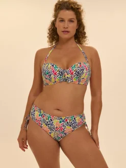 Haut de maillot de bain bandeau à coque - Imprimé tropico blanc