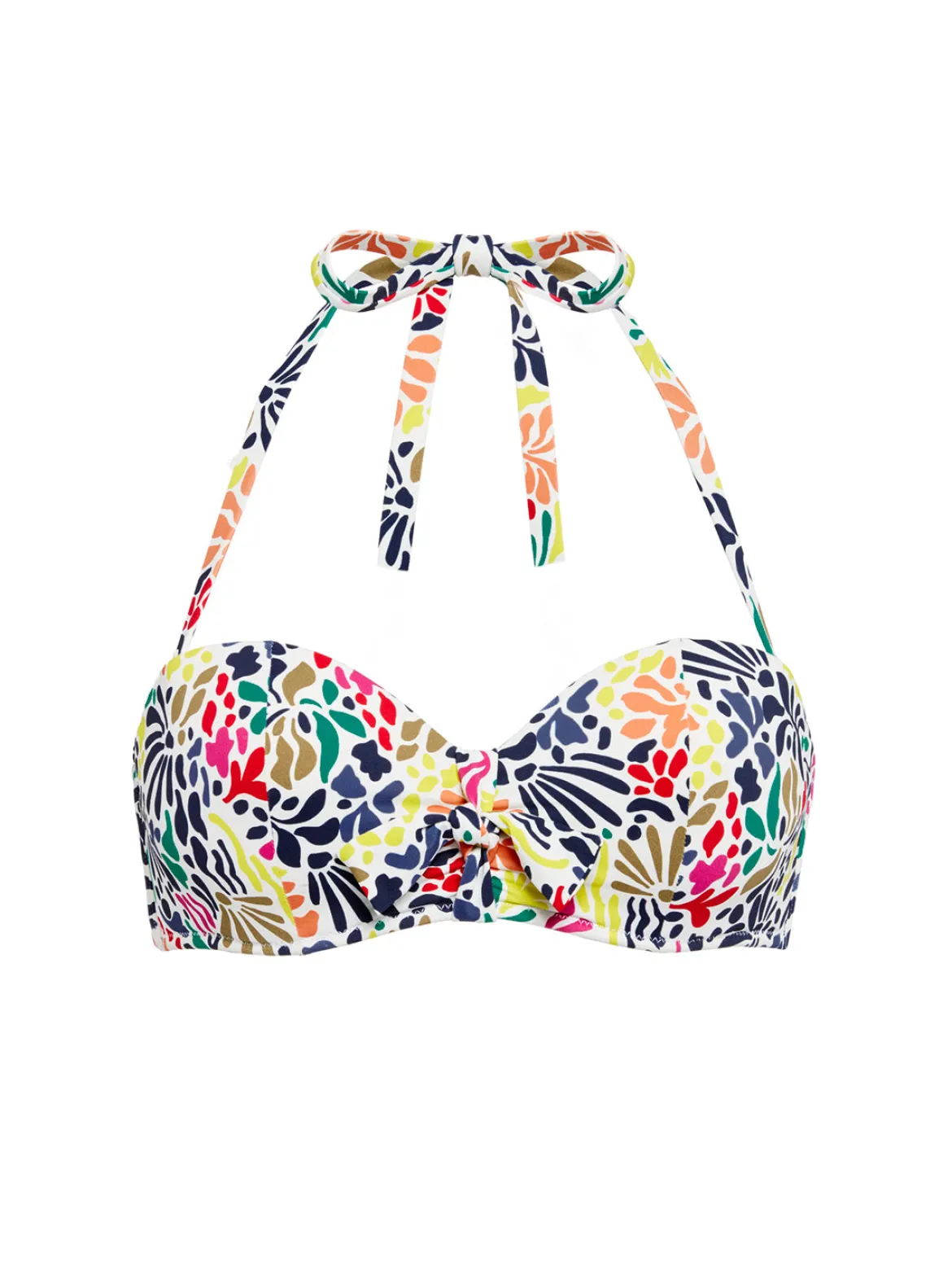 Haut de maillot de bain bandeau à coque - Imprimé tropico blanc