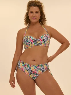 Haut de maillot de bain bandeau à coque - Imprimé tropico blanc