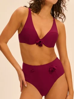 Haut de maillot de bain à coque - Cassis