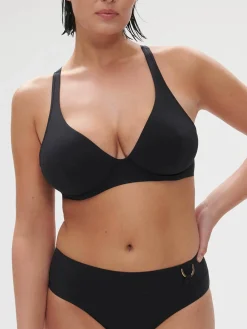 Haut de maillot de bain triangle avec armatures - Noir