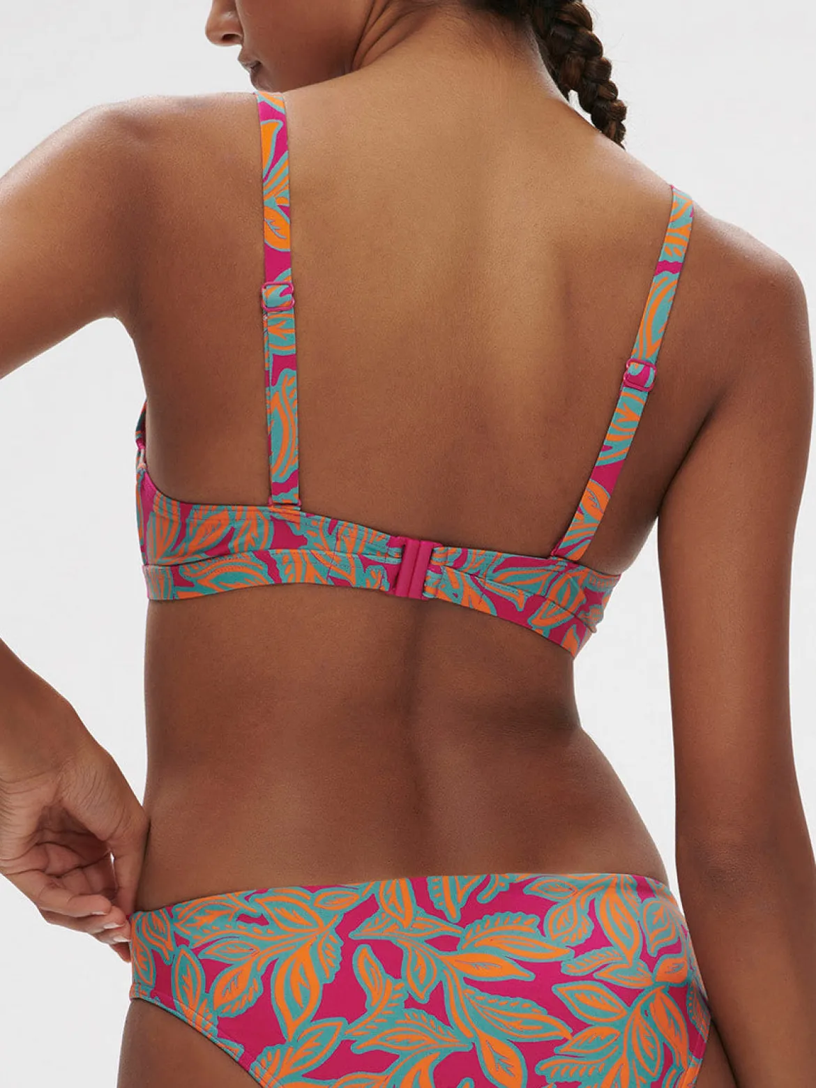 Haut de maillot de bain triangle avec armatures cachées - Imprimé Rose Ménara
