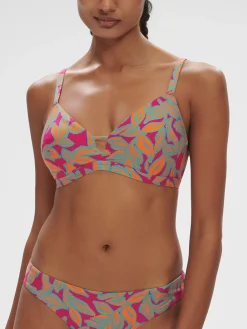 Haut de maillot de bain triangle avec armatures cachées - Imprimé Rose Ménara