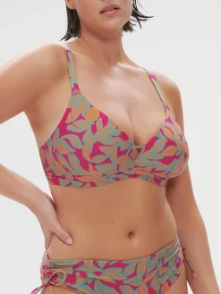 Haut de maillot de bain triangle avec armatures cachées - Imprimé Rose Ménara