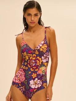 Maillot de bain 1 pièce bonnet mousse sans armature - Imprimé Bloom
