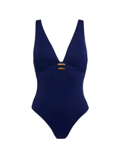 Maillot de bain 1 pièce bonnet mousse sans armature - Marine