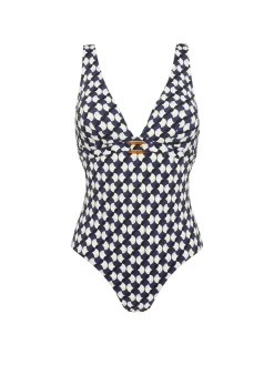 Maillot de bain 1 pièce bonnet mousse sans armature - Imprimé sailling