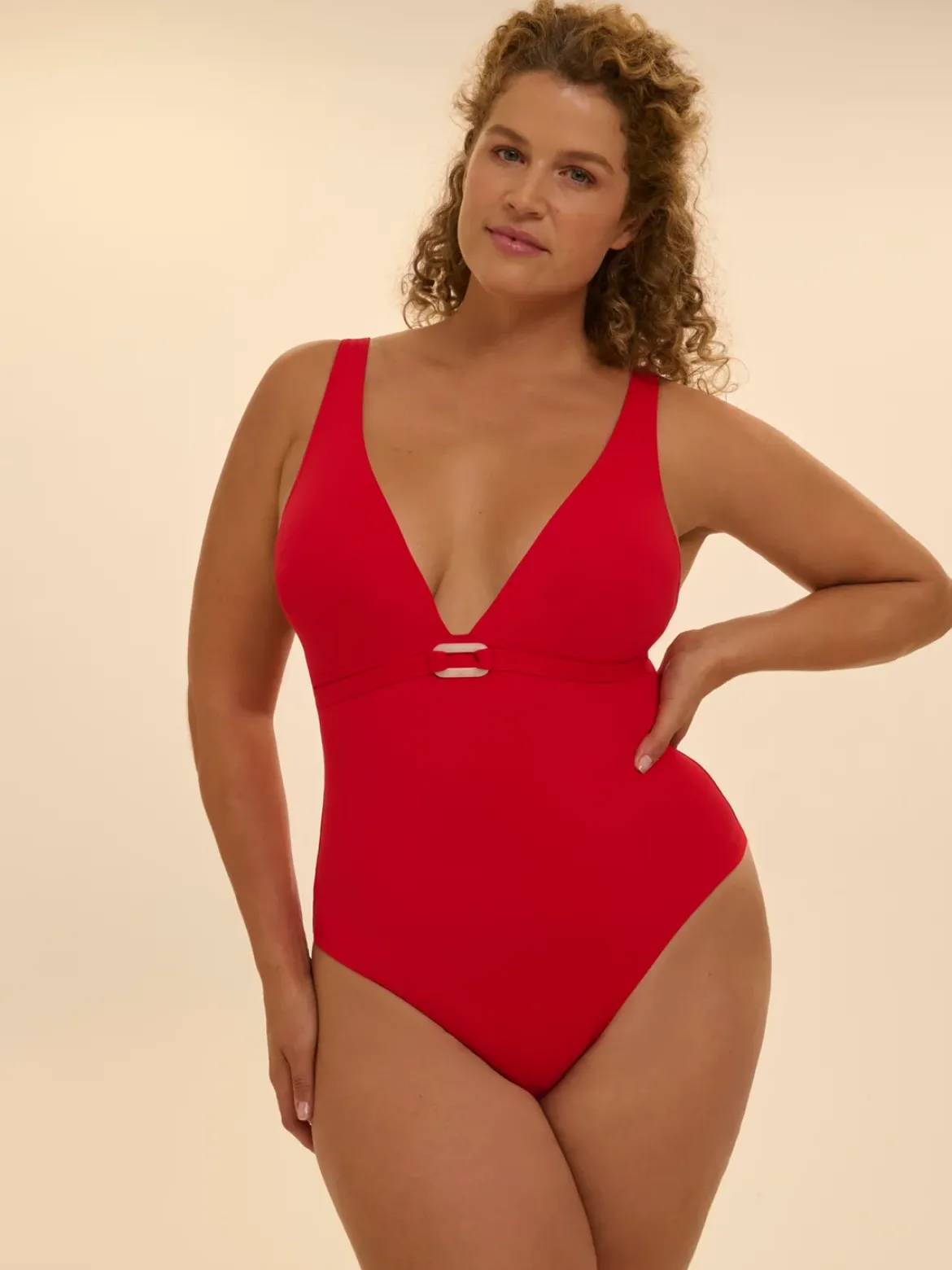 Maillot de bain 1 pièce bonnet mousse sans armature - Ecarlate