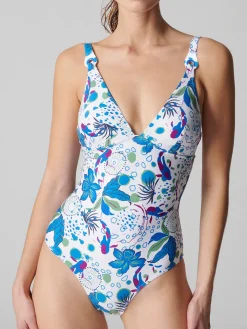 Maillot de bain 1 pièce de bain avec armatures cachées - Blanc Littoral