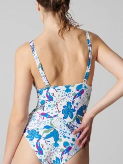 Maillot de bain 1 pièce de bain avec armatures cachées - Blanc Littoral