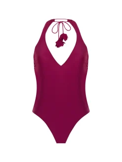 Maillot de bain 1 pièce sans armature - Cassis