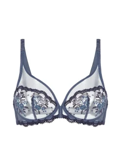 Soutien-gorge avec armature décolleté plongeant - Bleu Cendre