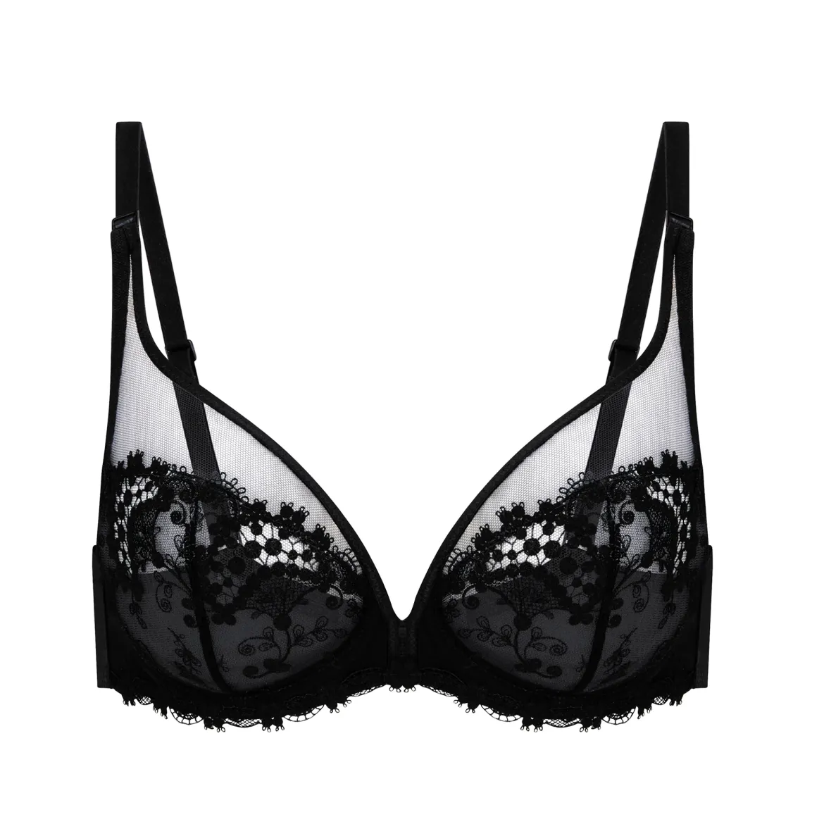 Soutien-gorge avec armature décolleté plongeant - Noir