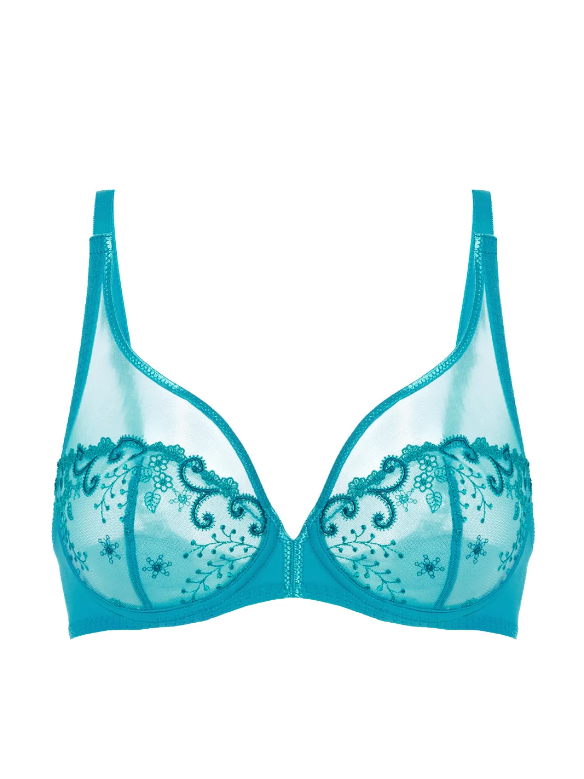 Soutien-gorge avec armature décolleté plongeant - Bleu Atoll
