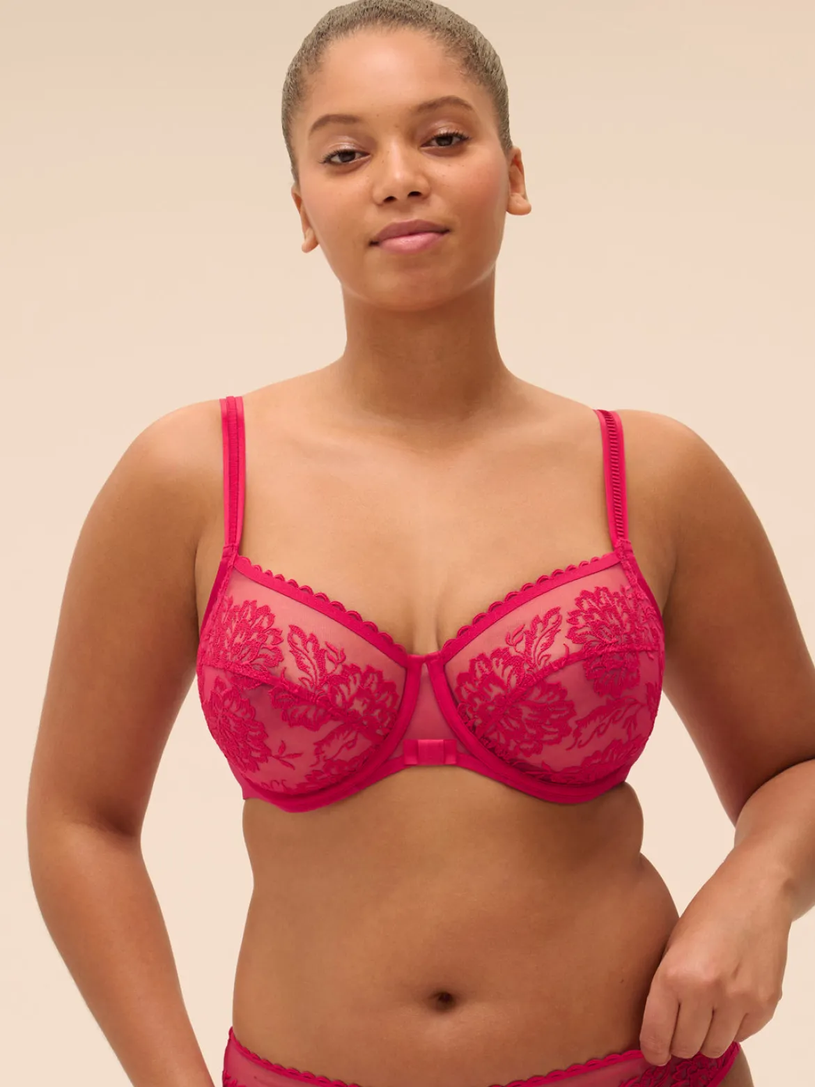 Soutien-gorge avec armatures décolleté carré - Cranberry