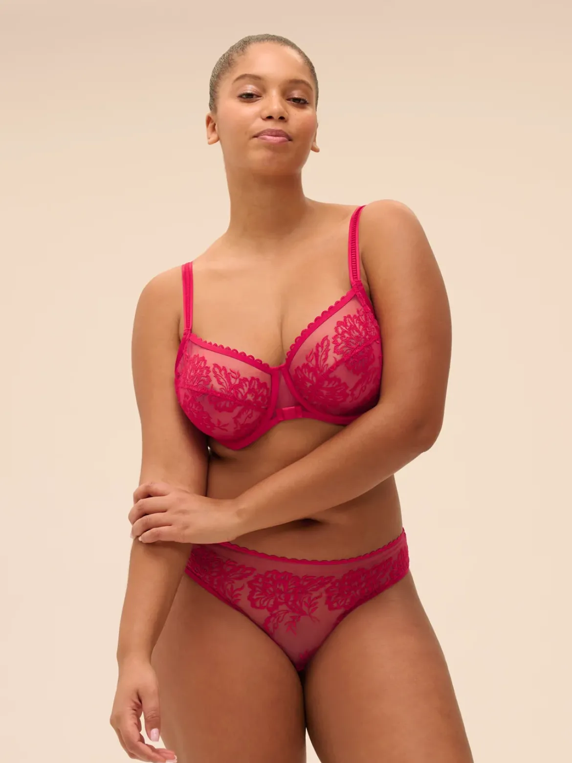 Soutien-gorge avec armatures décolleté carré - Cranberry