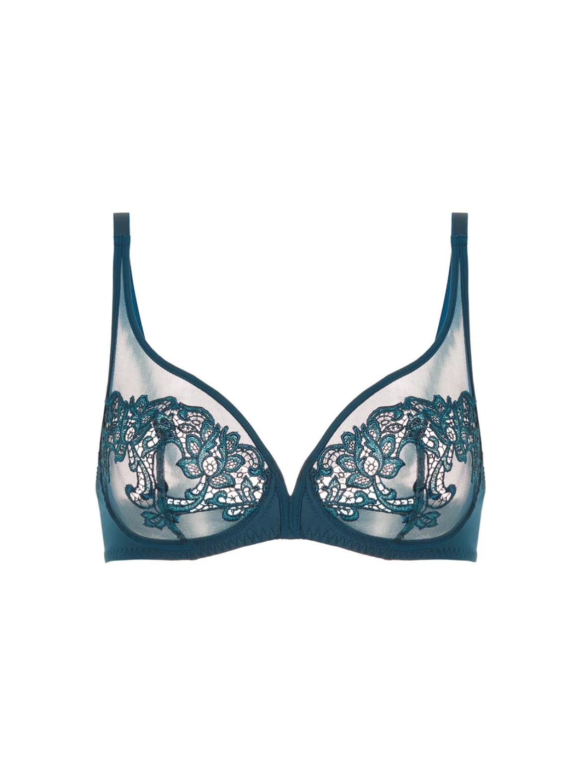 Soutien-gorge avec armatures décolleté plongeant - Bleu Prestige