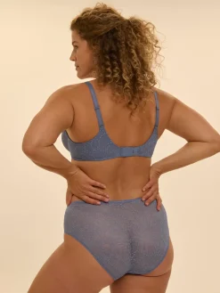 Soutien-gorge avec armatures moulé décolleté plongeant - Bleu Chambray