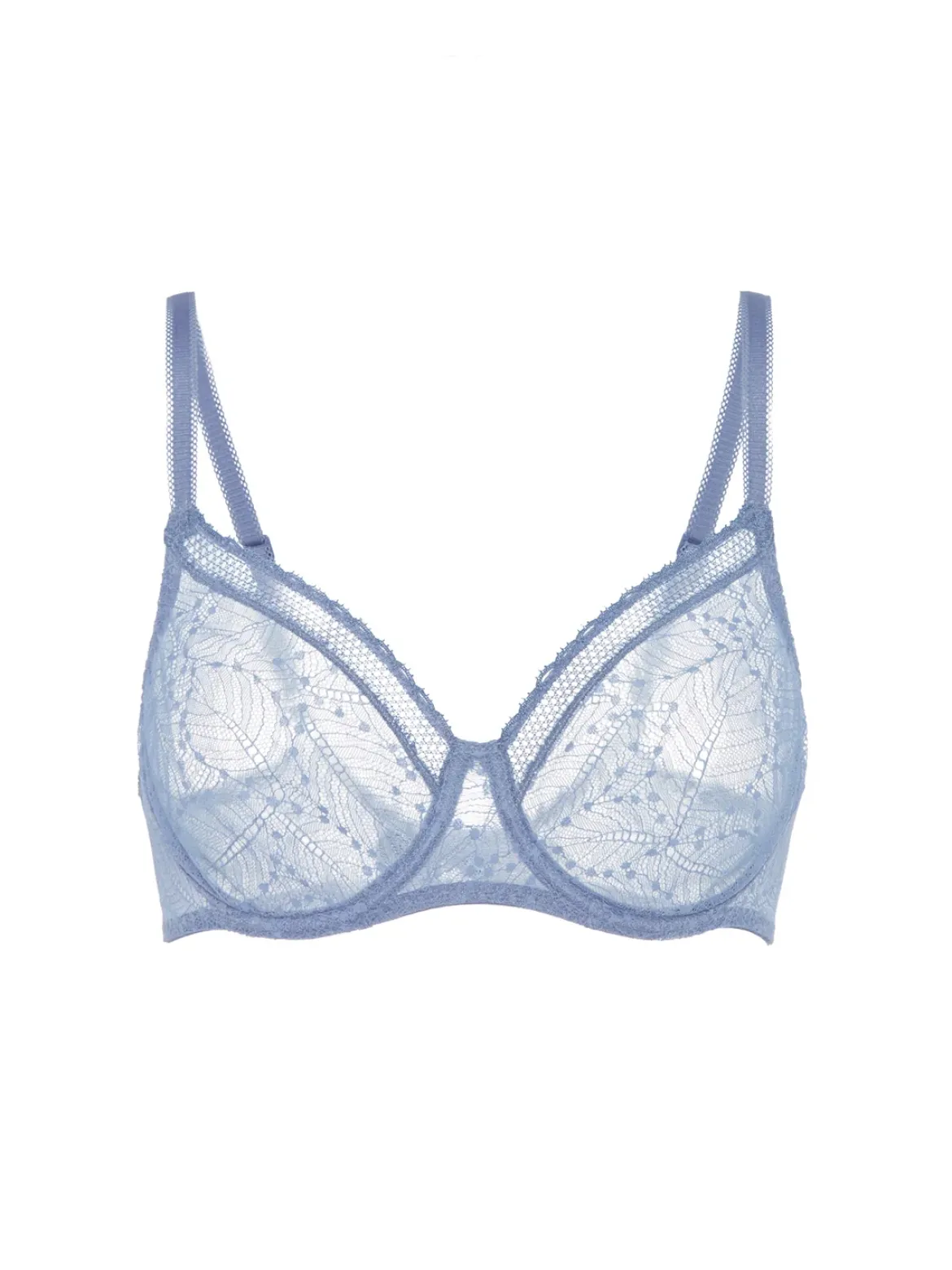 Soutien-gorge avec armatures moulé décolleté plongeant - Bleu Chambray