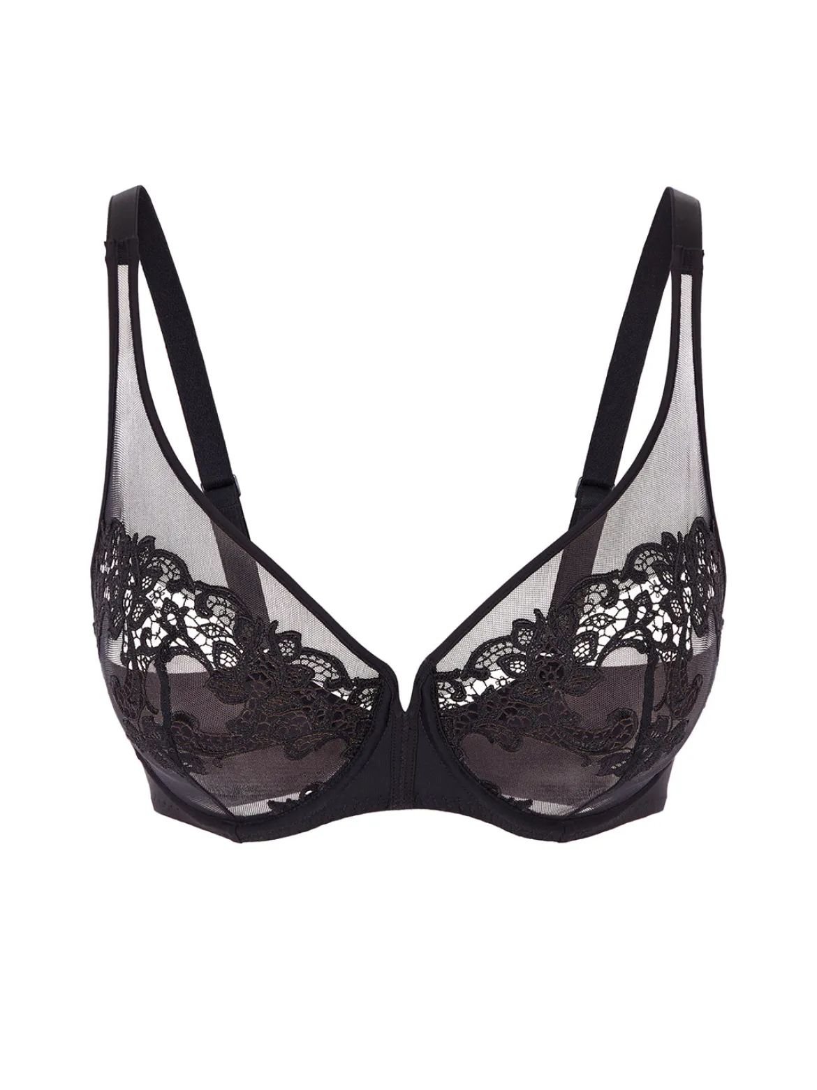 Soutien-gorge avec armatures décolleté plongeant - Noir