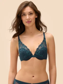 Soutien-gorge push-up décolleté plongeant - Bleu Prestige