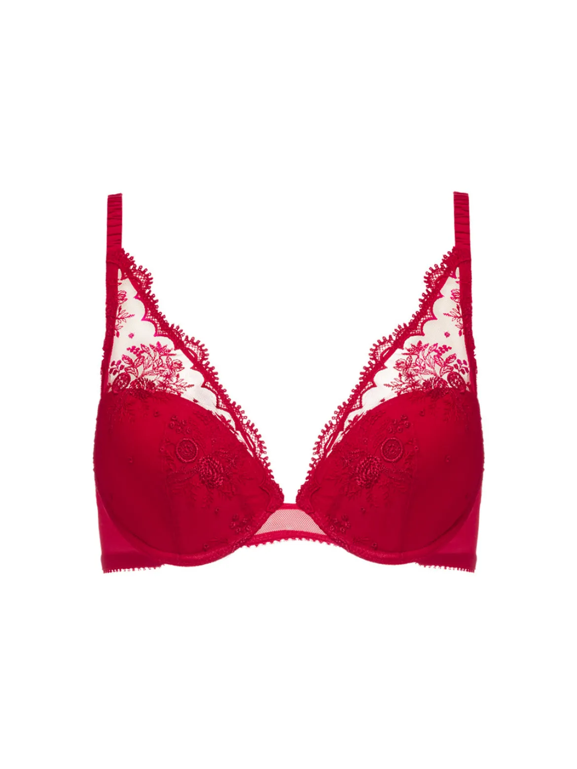 Soutien-gorge push-up décolleté plongeant - Rouge Opéra