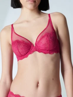Soutien-gorge triangle emboitant décolleté plongeant - Cranberry