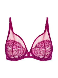 Soutien-gorge triangle emboitant décolleté plongeant - Framboise