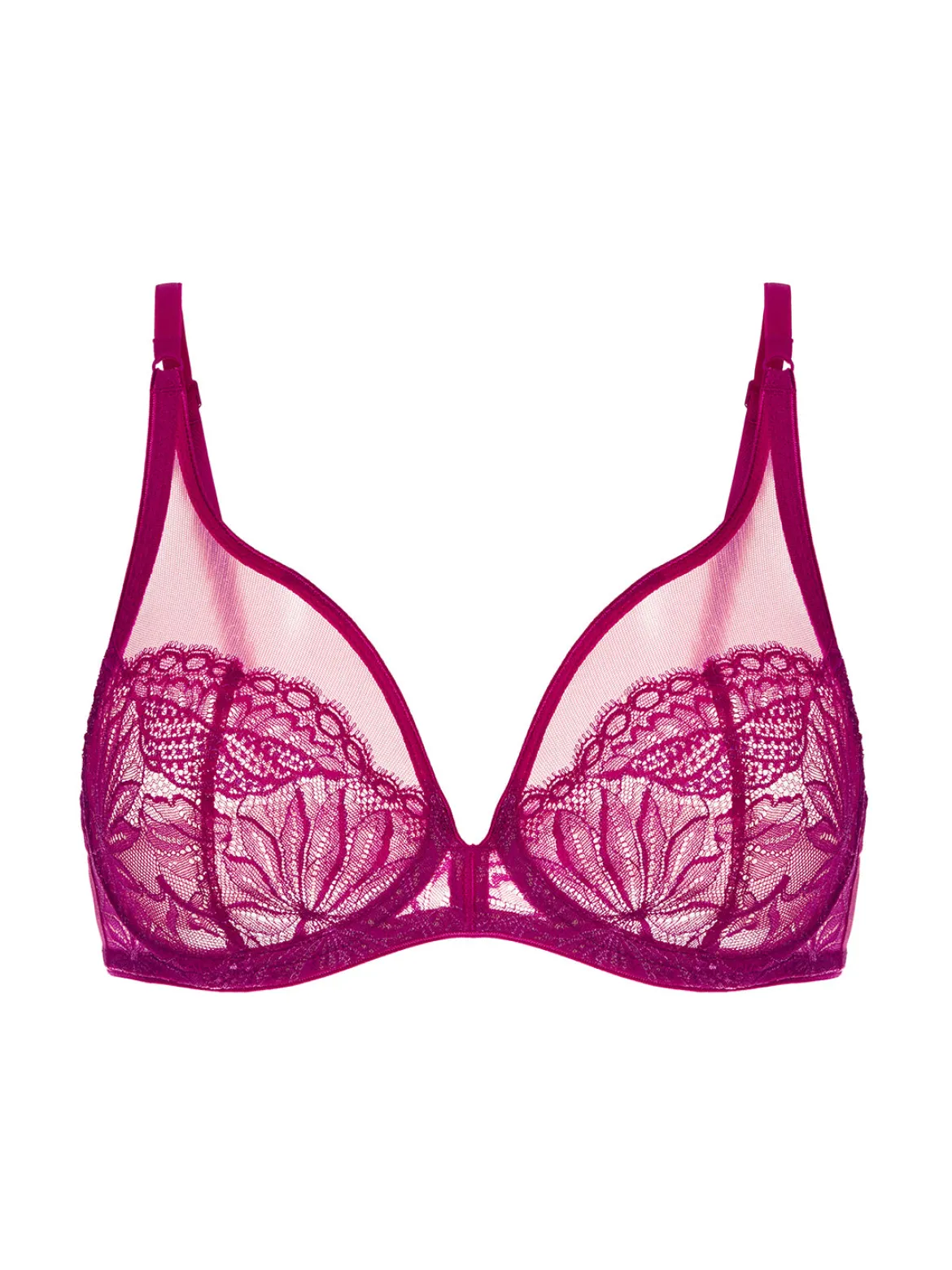 Soutien-gorge triangle emboitant décolleté plongeant - Framboise