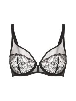 Soutien-gorge triangle emboitant décolleté plongeant - Noir