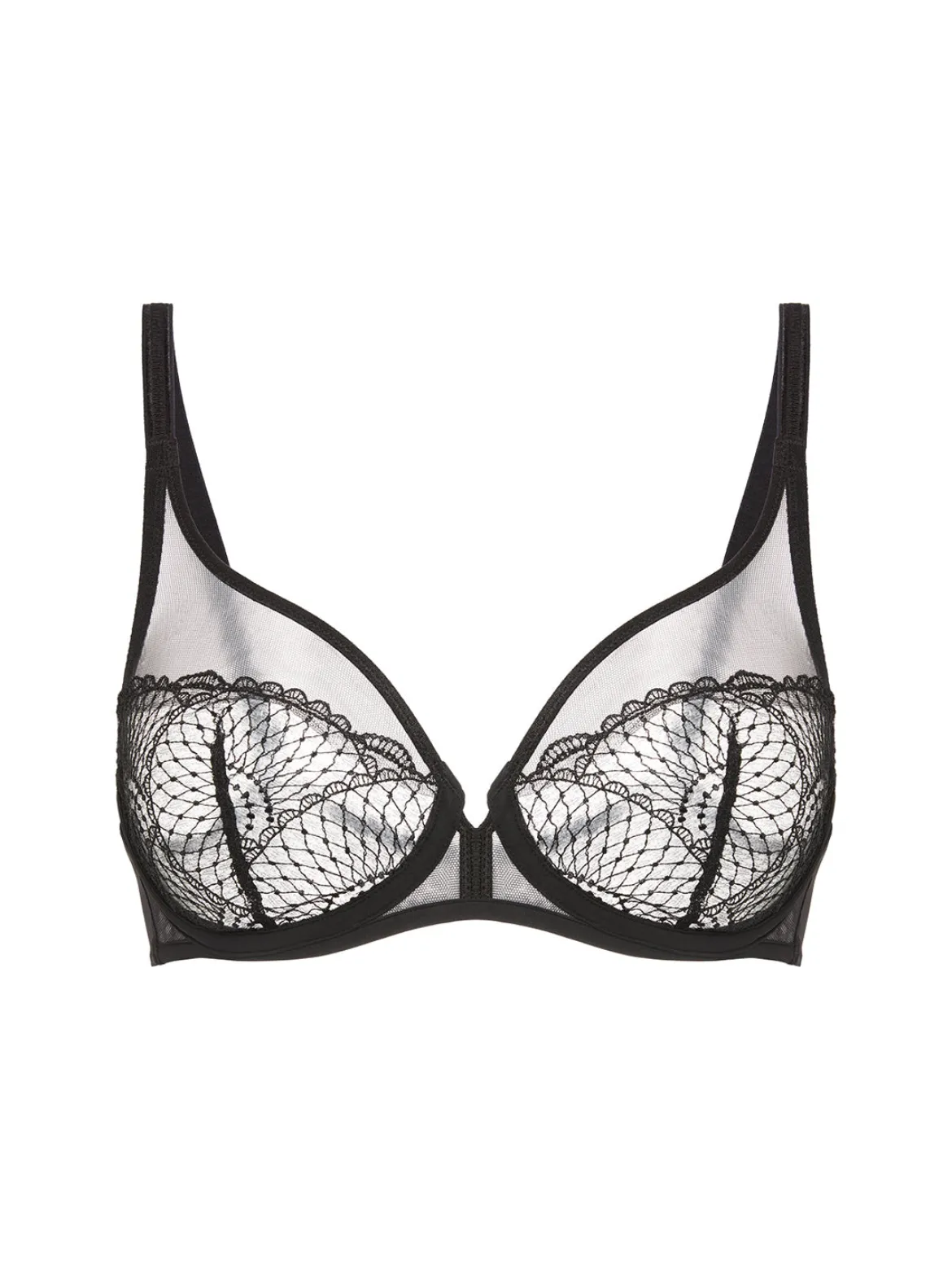 Soutien-gorge triangle emboitant décolleté plongeant - Noir